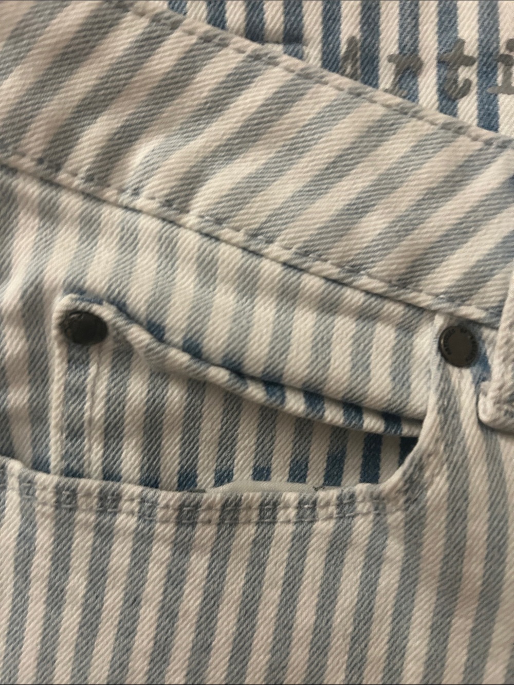 Articles Of Society Blue & White Striped Jeans - High Rise Detail - Picture 8 of 8